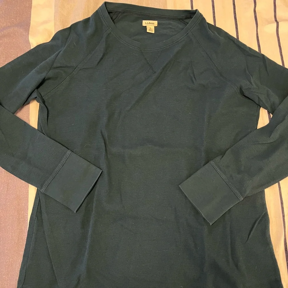 L.L. Bean Dark Green Waffle Knit Shirt - Picture 3 of 4
